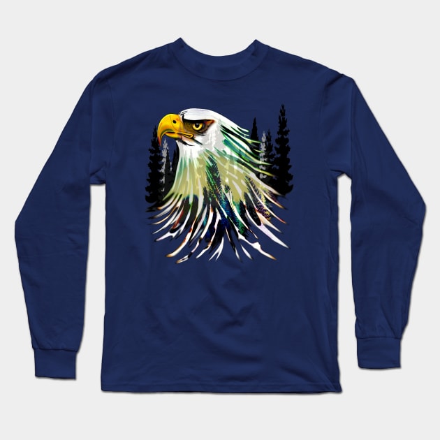 Bald Eagle Spirit of Forest and Skies Long Sleeve T-Shirt by BluedarkArt